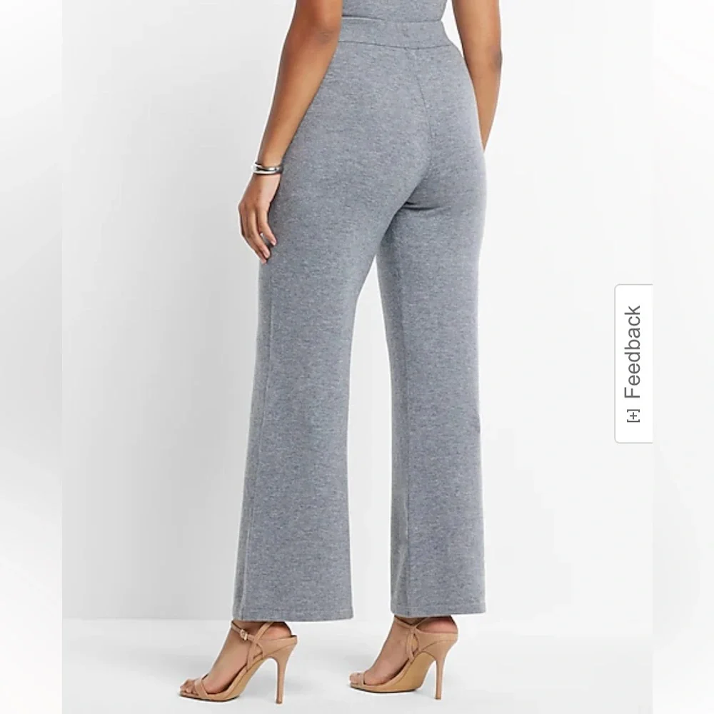 Express Super High Waisted Supersoft Sweater Wide Leg Pant - Picture 4 of 10